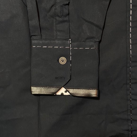 Platini Men’s Military Button Down Shirt w/ Faux Leather & Paisley Trim Size M - Picture 5 of 14